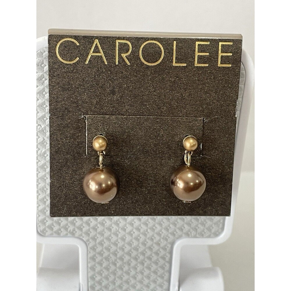 Vintage Carolee Dangle Earrings Pierced Matte Gold Tone